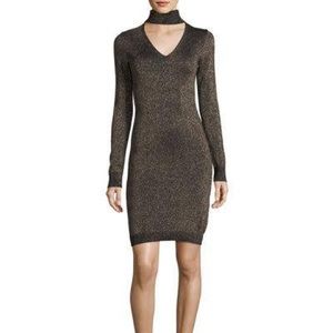 Michael Kors Gold Glitter Choker Dress